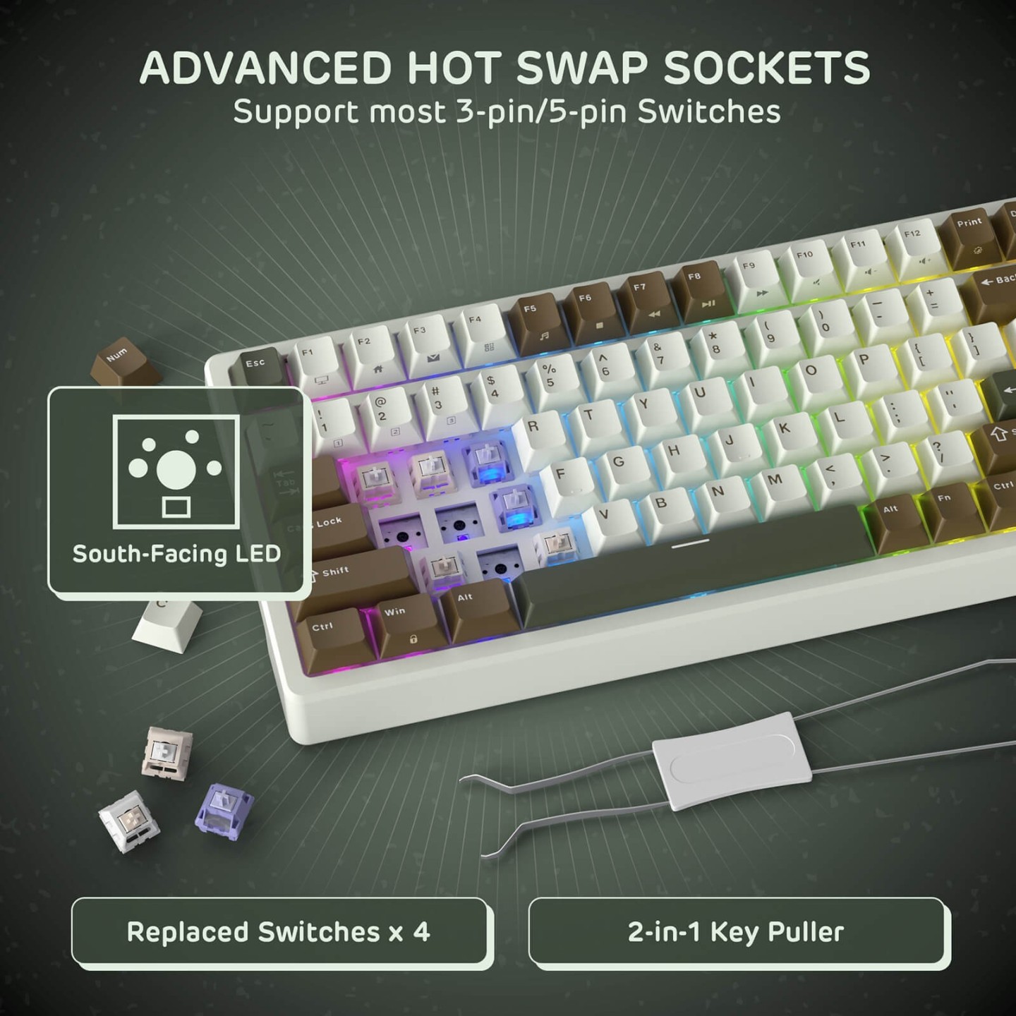 Royal Kludge F99 – Clavier mécanique sans fil 96 % tri-mode