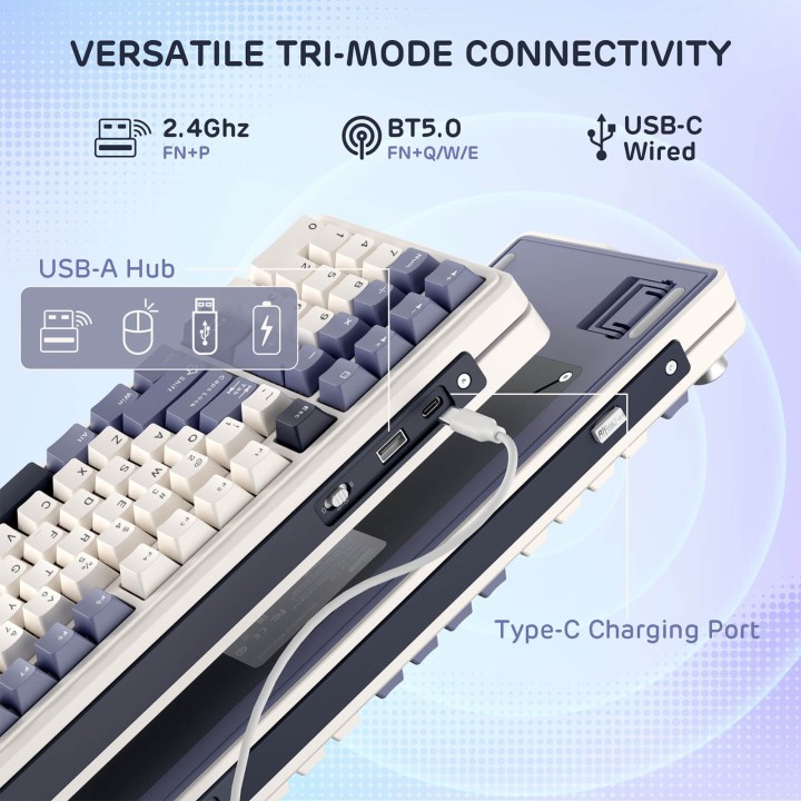 Royal Kludge L98 – Clavier mécanique sans fil 96 % pavé numérique à gauche