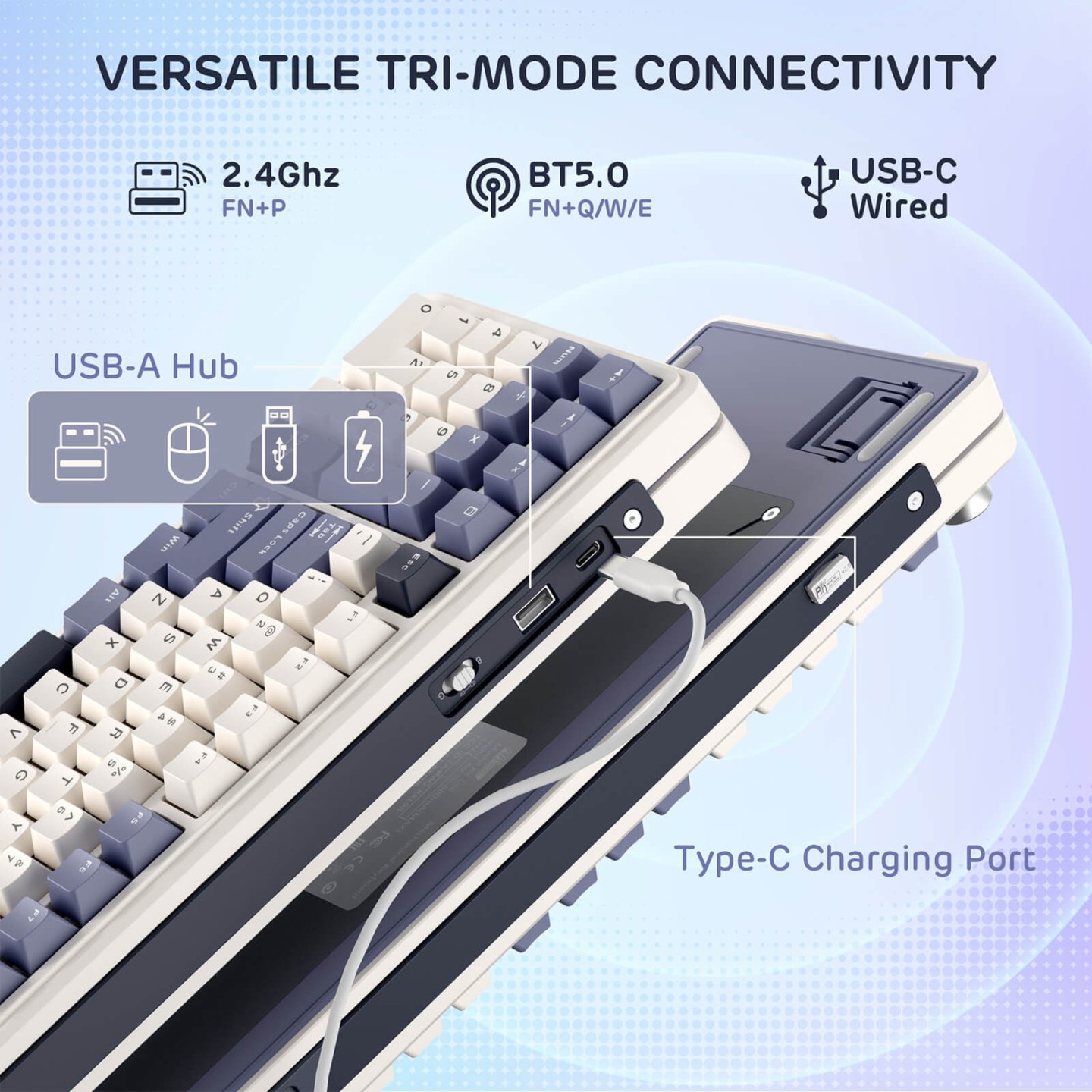 Royal Kludge L98 – Clavier mécanique sans fil 96 % pavé numérique à gauche