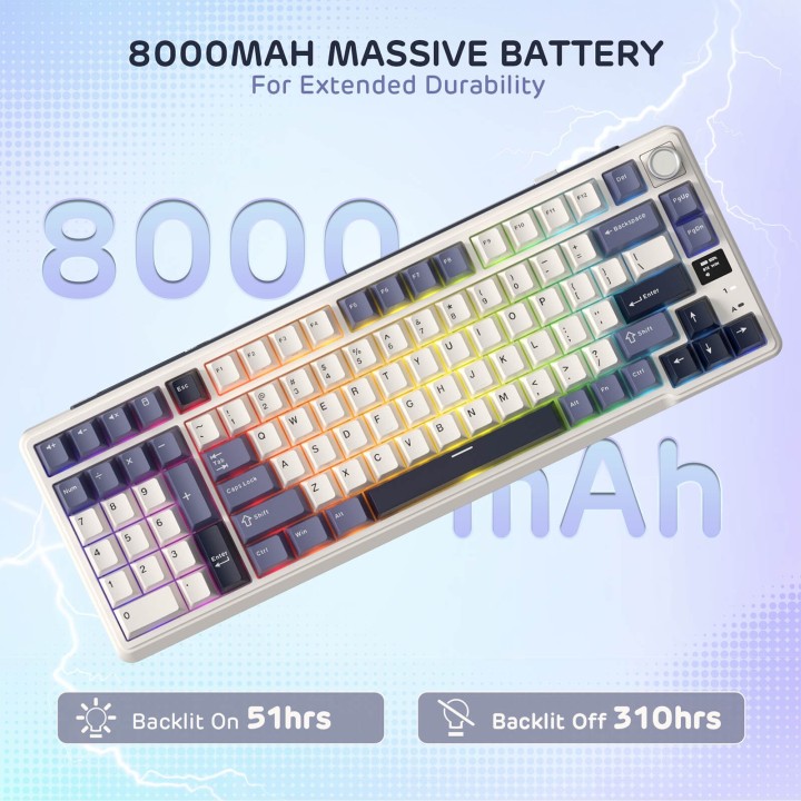 Royal Kludge L98 – Clavier mécanique sans fil 96 % pavé numérique à gauche