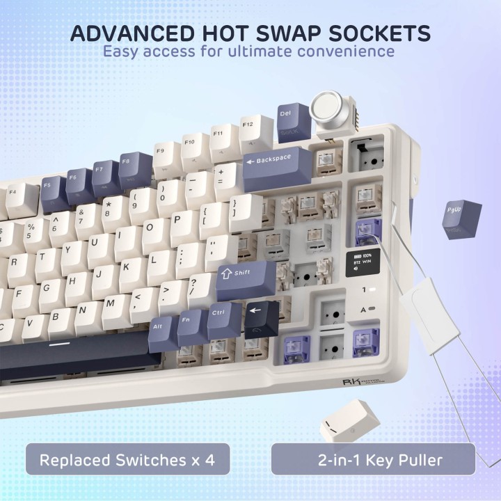 Royal Kludge L98 – Clavier mécanique sans fil 96 % pavé numérique à gauche