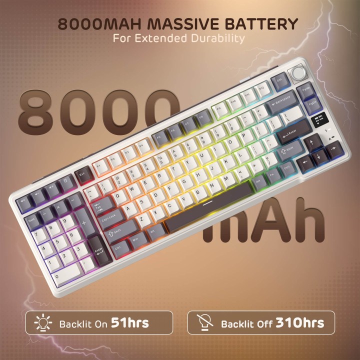 Royal Kludge L98 – Clavier mécanique sans fil 96 % pavé numérique à gauche