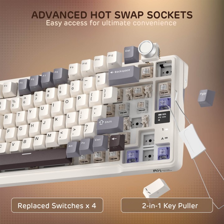 Royal Kludge L98 – Clavier mécanique sans fil 96 % pavé numérique à gauche