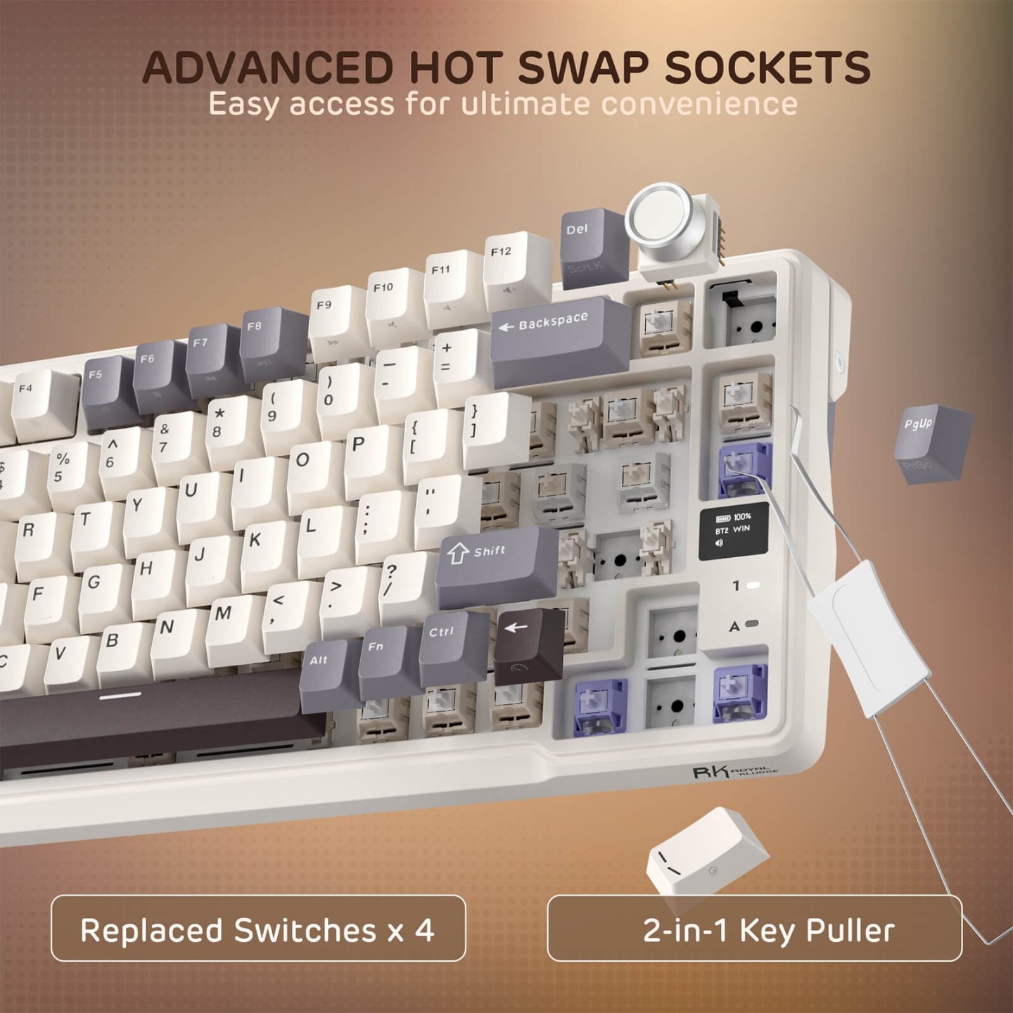 Royal Kludge L98 – Clavier mécanique sans fil 96 % pavé numérique à gauche