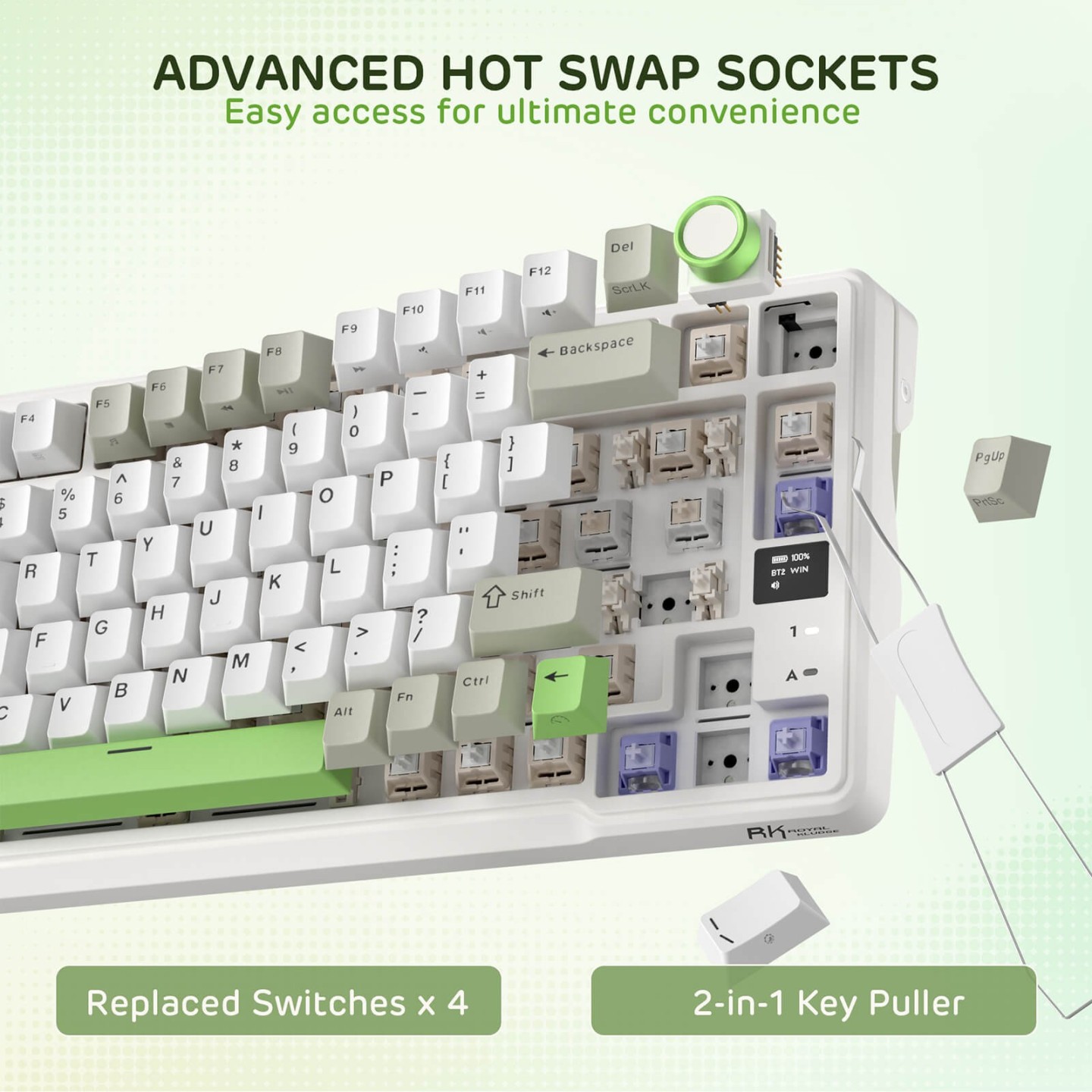 Royal Kludge L98 – Clavier mécanique sans fil 96 % pavé numérique à gauche