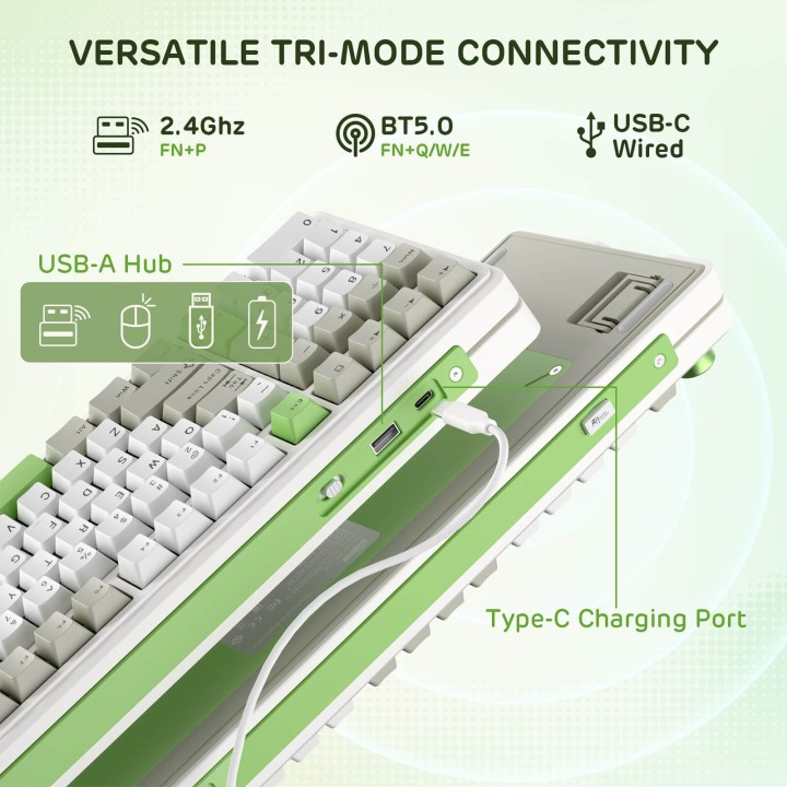 Royal Kludge L98 – Clavier mécanique sans fil 96 % pavé numérique à gauche