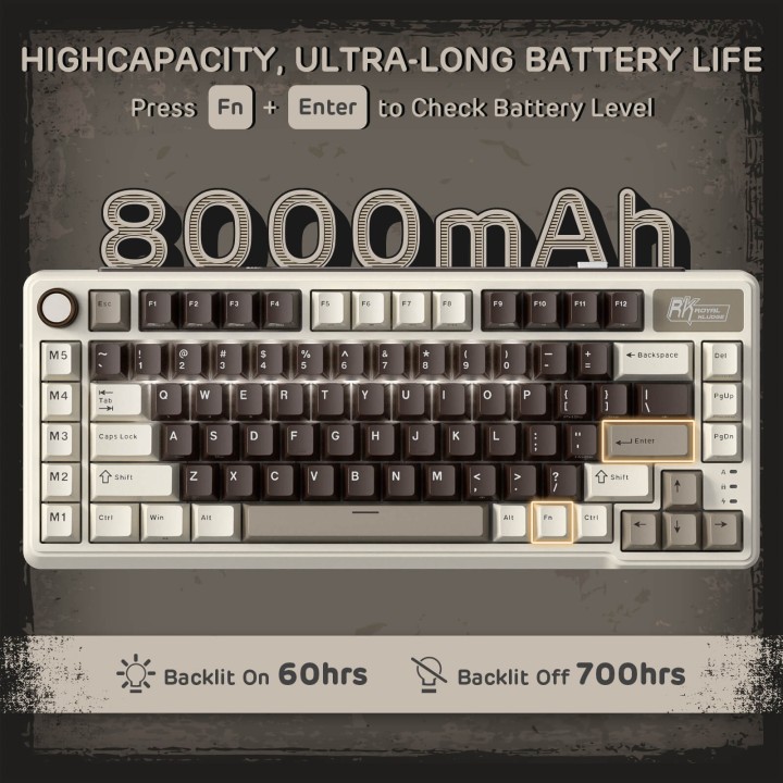 Royal Kludge L75 – Clavier mécanique sans fil tri-mode 75 %