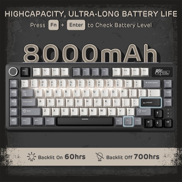 Royal Kludge L75 – Clavier mécanique sans fil tri-mode 75 %