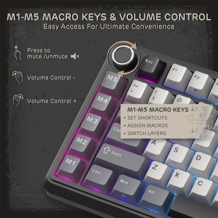 Royal Kludge L75 – Clavier mécanique sans fil tri-mode 75 %