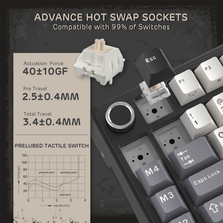 Royal Kludge L75 – Clavier mécanique sans fil tri-mode 75 %