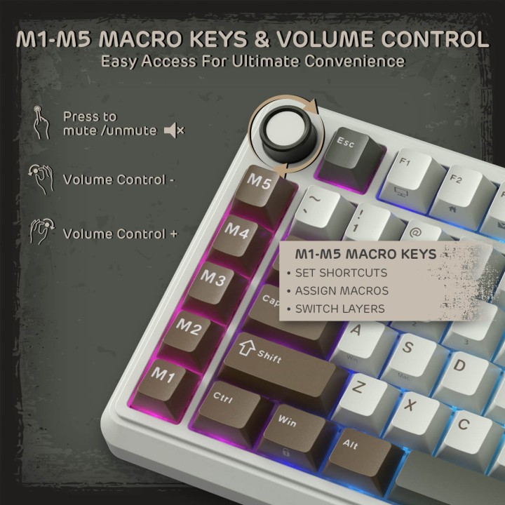 Royal Kludge L75 – Clavier mécanique sans fil tri-mode 75 %
