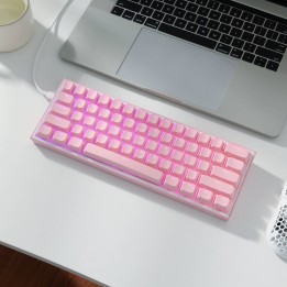 Royal Kludge x LTC – Keycaps PBT Double Shot 117 touches, profil OEM translucide (rose)