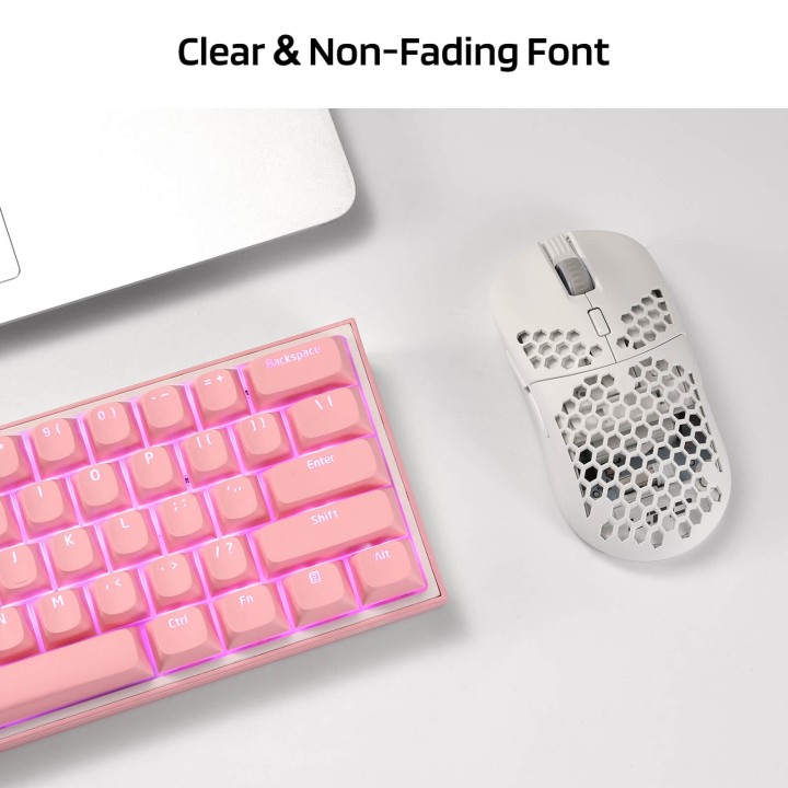 Royal Kludge x LTC – Keycaps PBT Double Shot 117 touches, profil OEM translucide (rose)