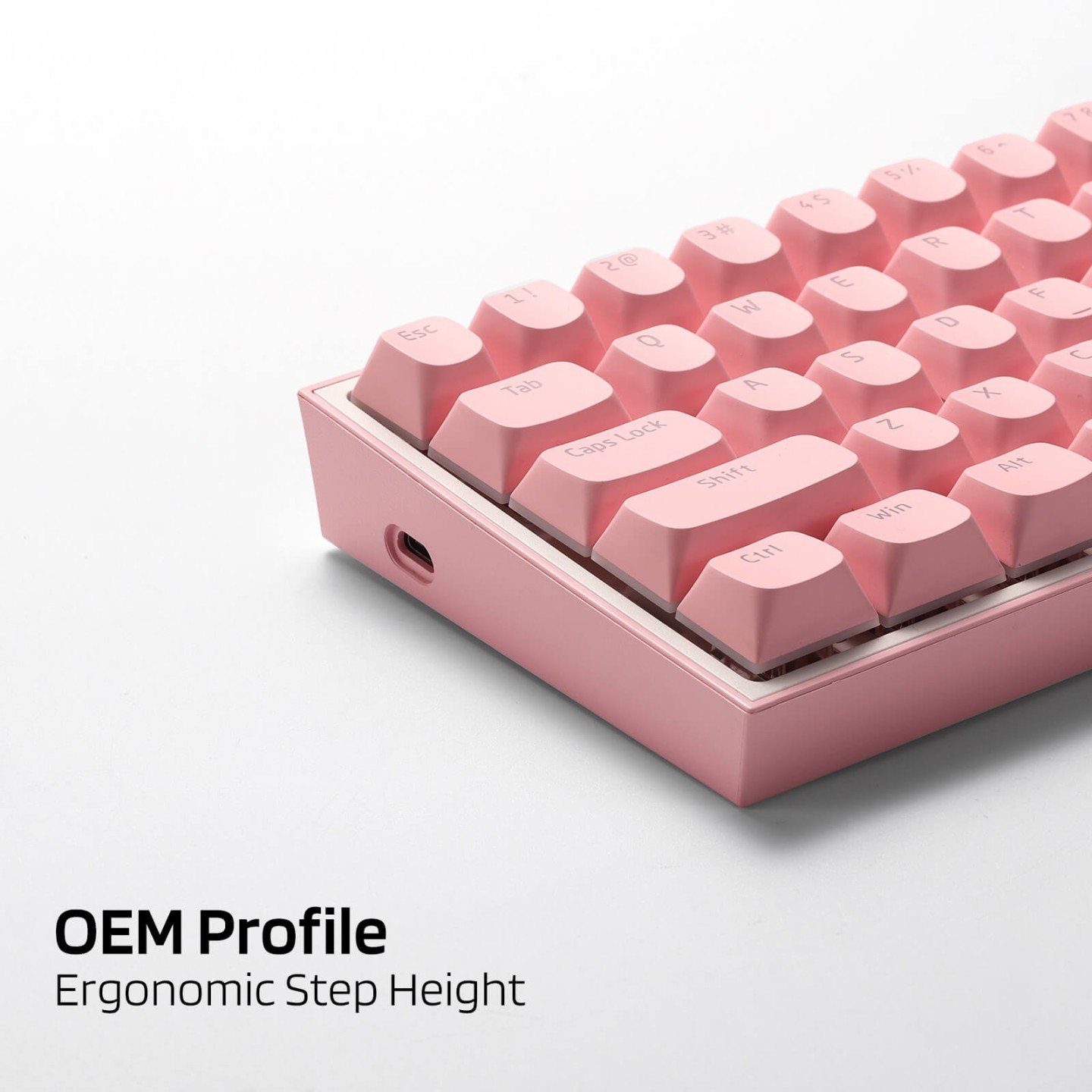 Royal Kludge x LTC – Keycaps PBT Double Shot 117 touches, profil OEM translucide (rose)