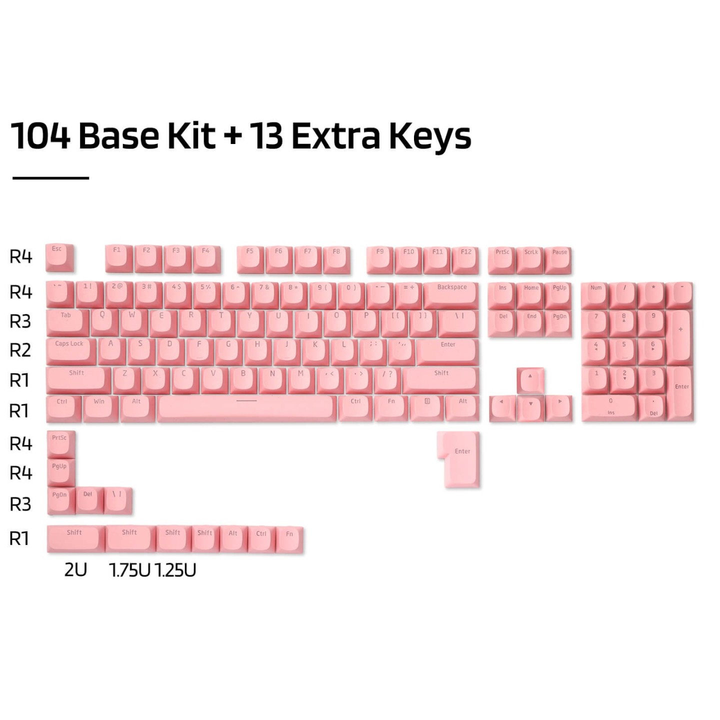 Royal Kludge x LTC – Keycaps PBT Double Shot 117 touches, profil OEM translucide (rose)