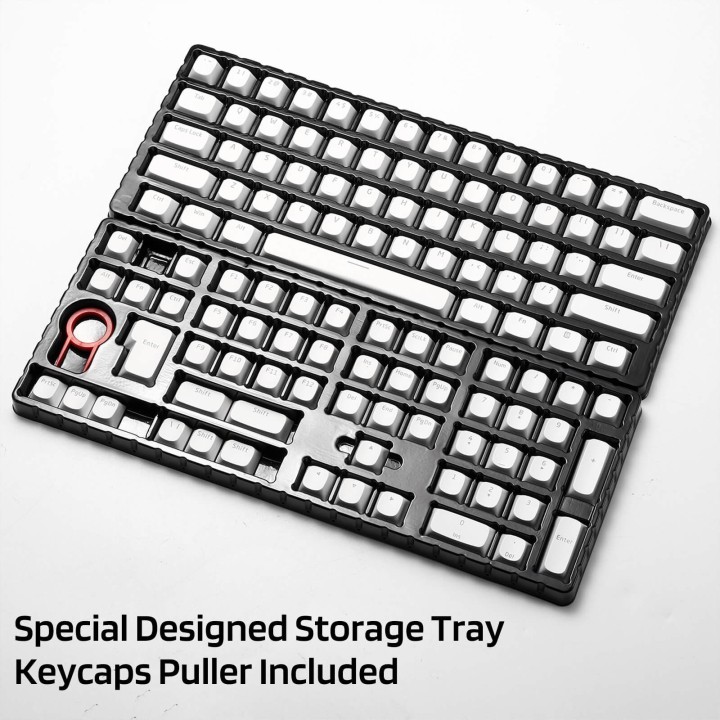 Royal Kludge x LTC – Keycaps PBT Double Shot 117 touches, profil OEM translucide (rose)