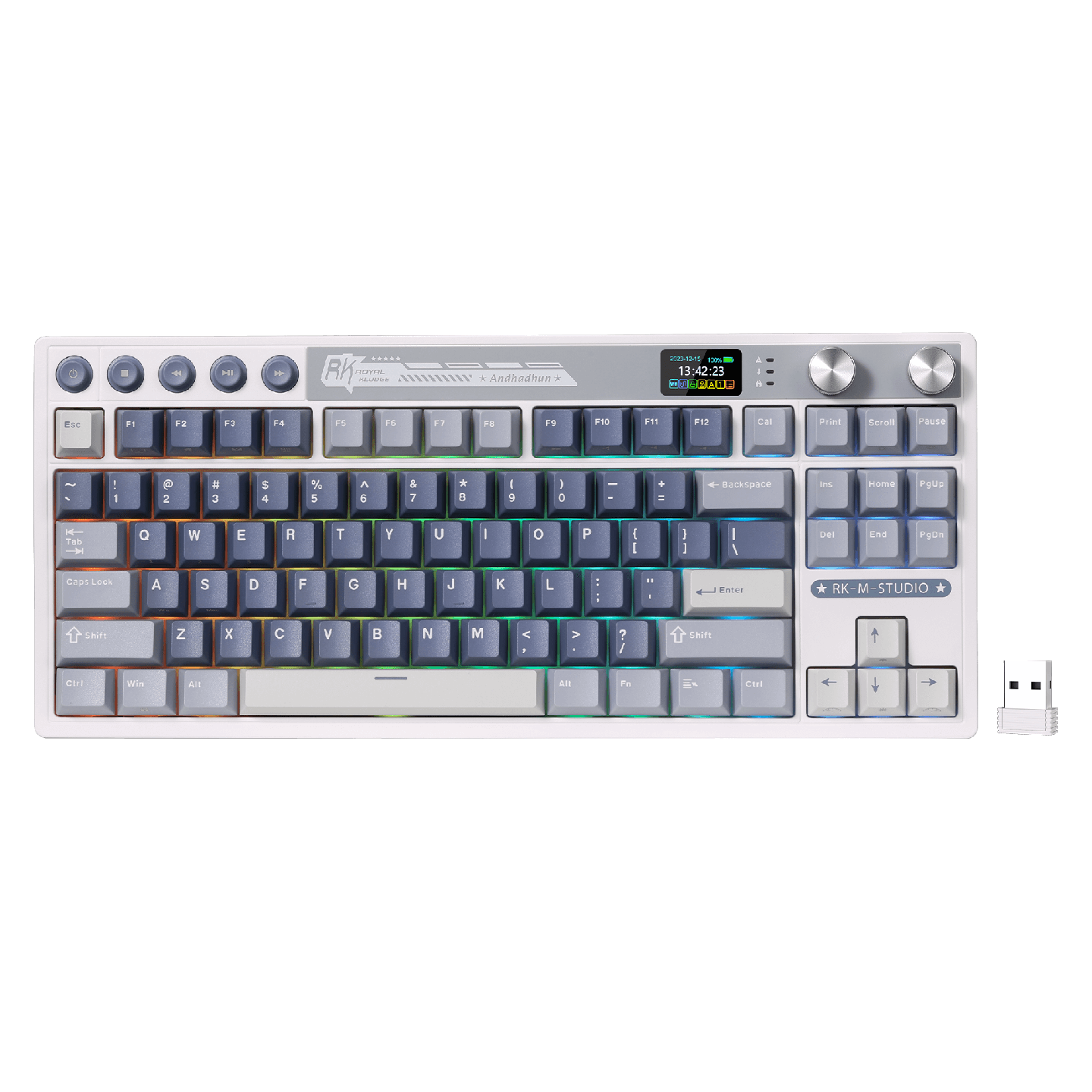 Royal Kludge M87 – Clavier gaming TKL sans fil avec écran LCD et double molette