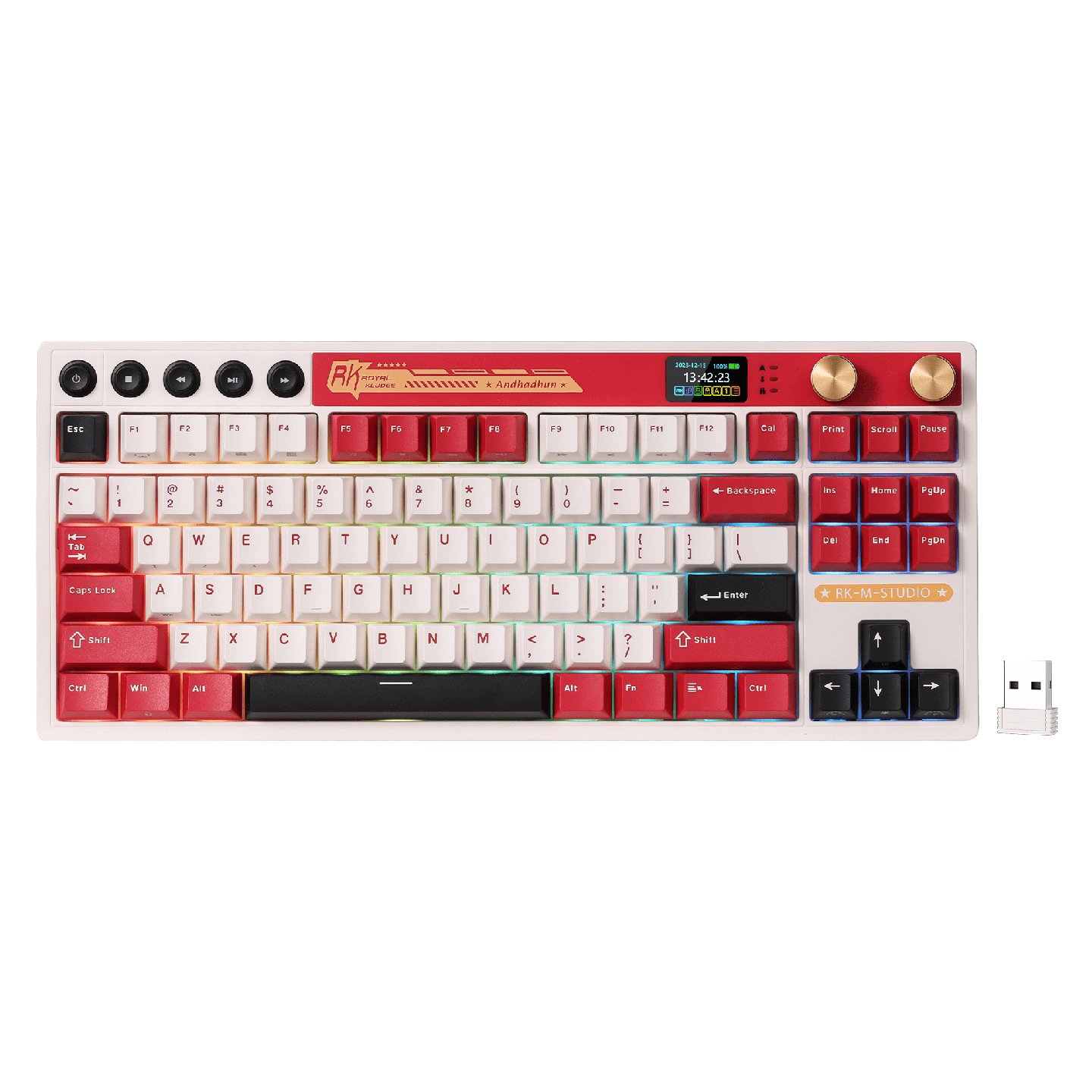 Royal Kludge M87 – Clavier gaming TKL sans fil avec écran LCD et double molette