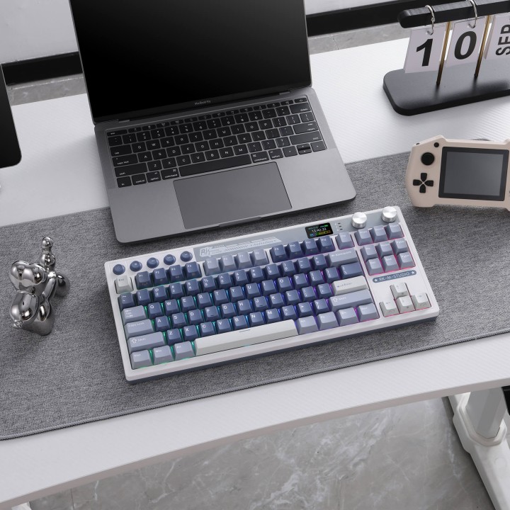 Royal Kludge M87 – Clavier gaming TKL sans fil avec écran LCD et double molette