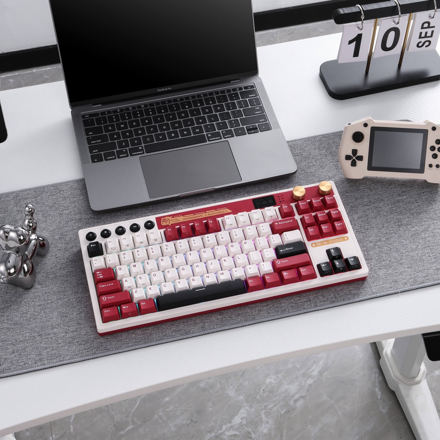 Royal Kludge M87 – Clavier gaming TKL sans fil avec écran LCD et double molette