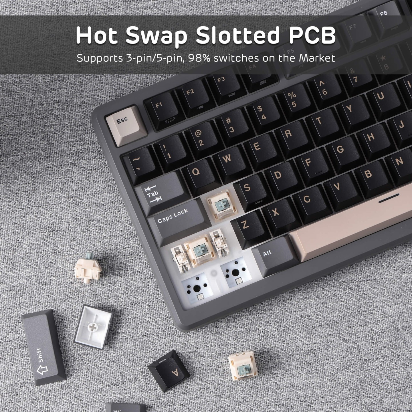 Royal Kludge M75 – clavier gaming sans fil 75 % à montage gasket