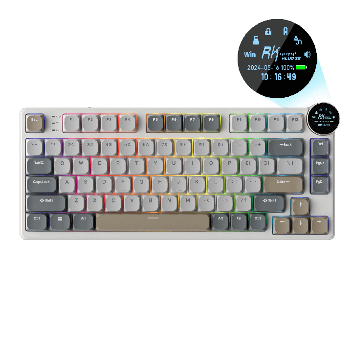 Royal Kludge N80 – Clavier mécanique low profile sans fil avec écran et molette