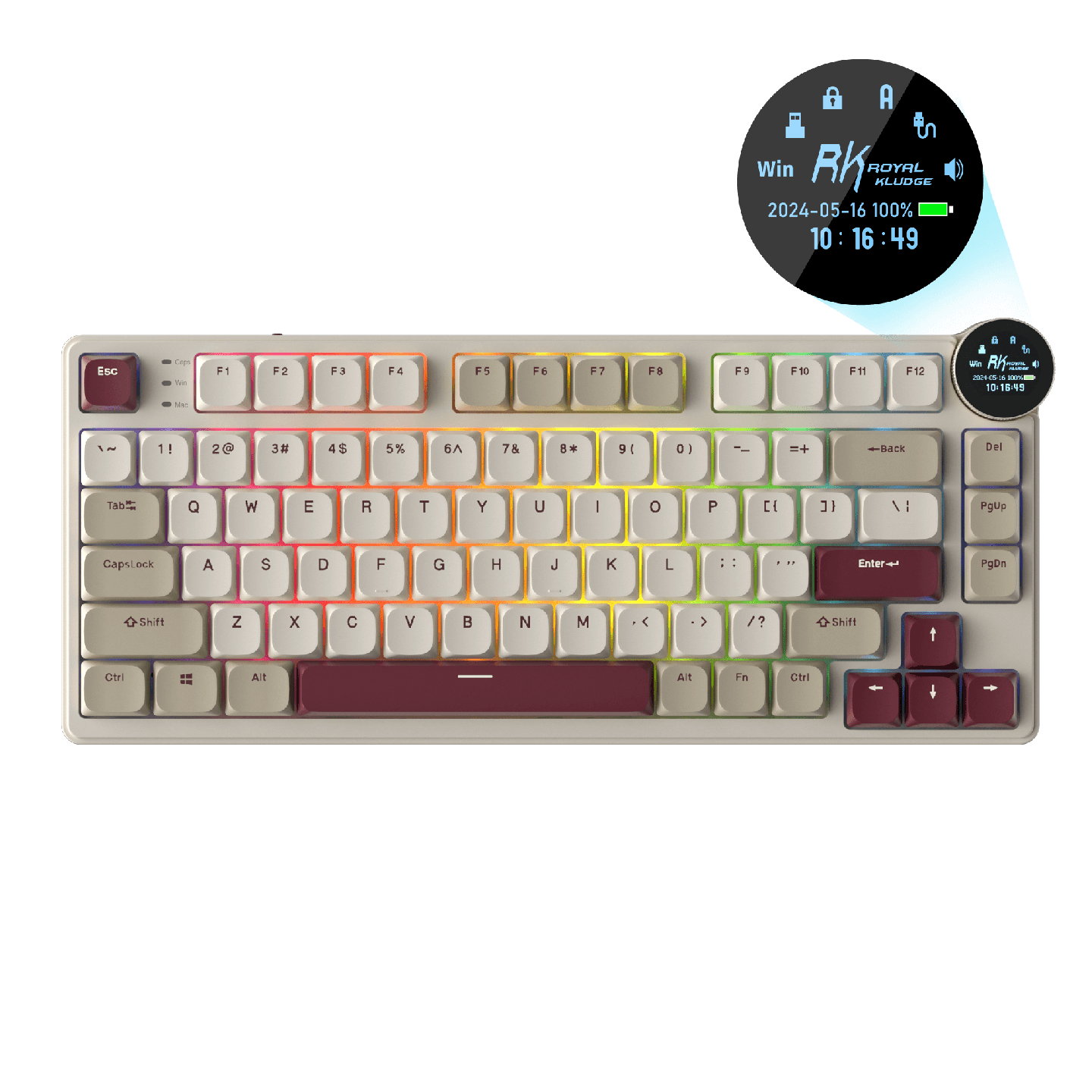Royal Kludge N80 – Clavier mécanique low profile sans fil avec écran et molette
