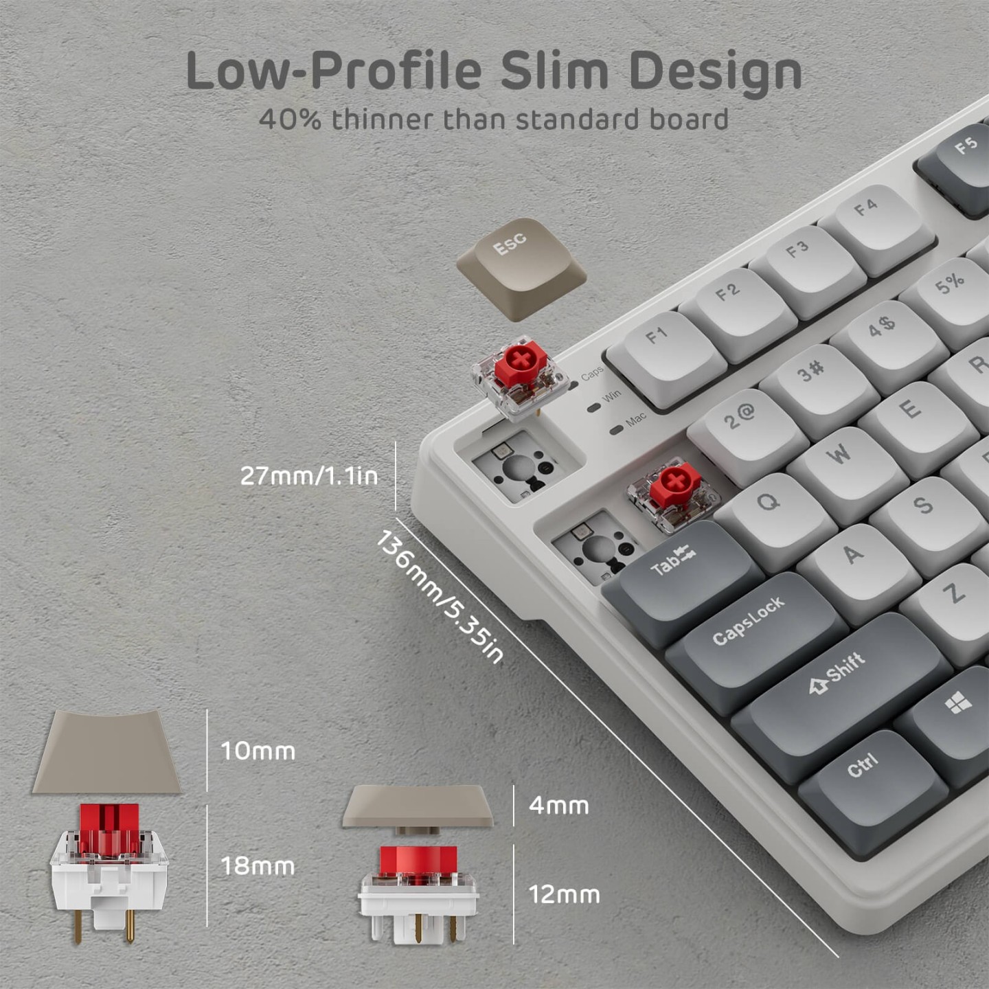 Royal Kludge N80 – Clavier mécanique low profile sans fil avec écran et molette