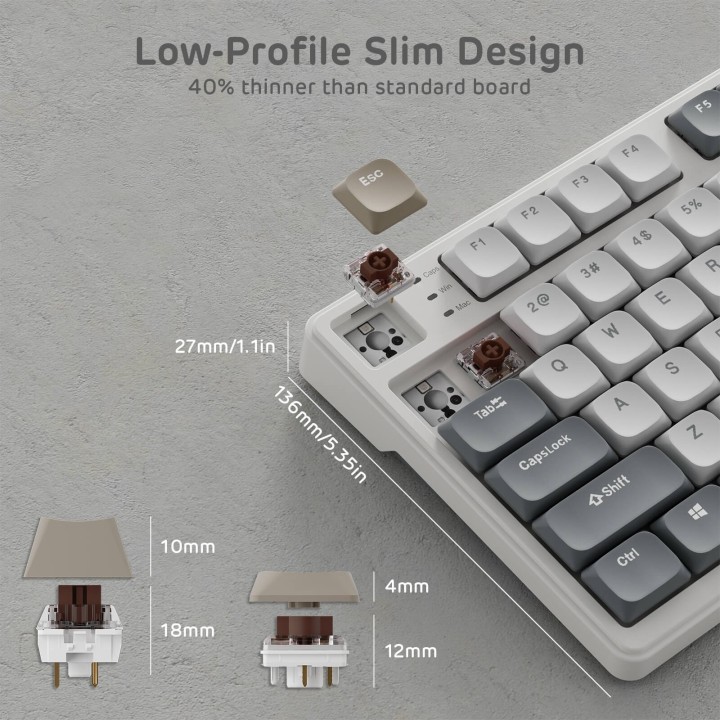 Royal Kludge N80 – Clavier mécanique low profile sans fil avec écran et molette