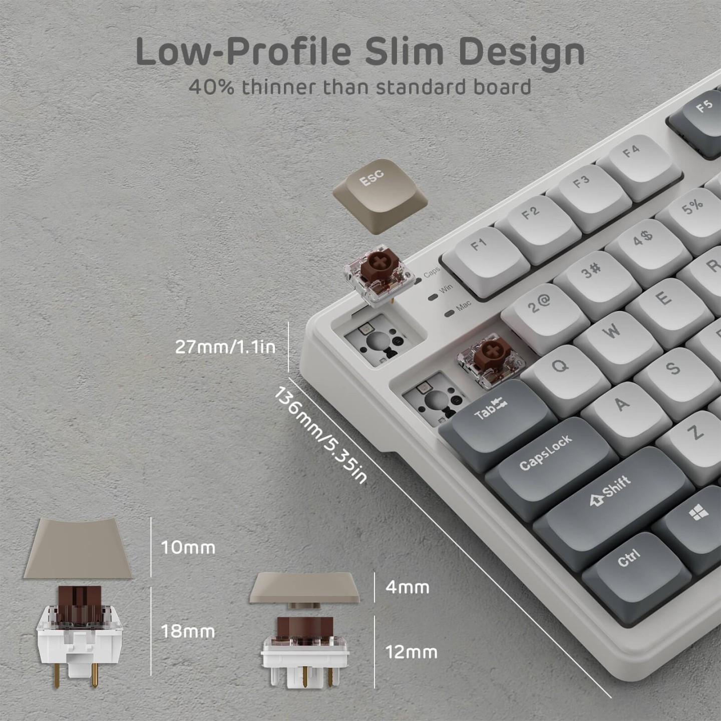 Royal Kludge N80 – Clavier mécanique low profile sans fil avec écran et molette