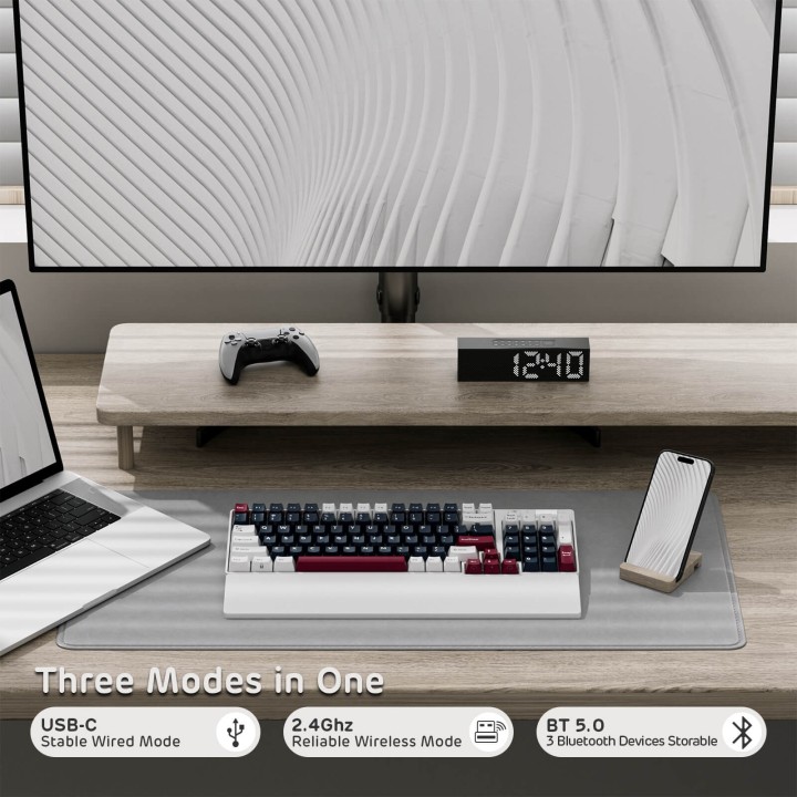 Royal Kludge RK96 – Clavier mécanique 96 % sans fil tri-mode, hot-swap RGB