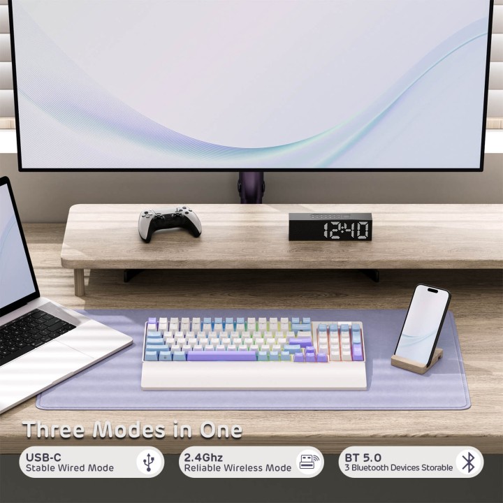 Royal Kludge RK96 – Clavier mécanique 96 % sans fil tri-mode, hot-swap RGB