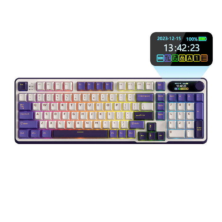 Royal Kludge S98 – Clavier mécanique sans fil 96 % avec écran et molette