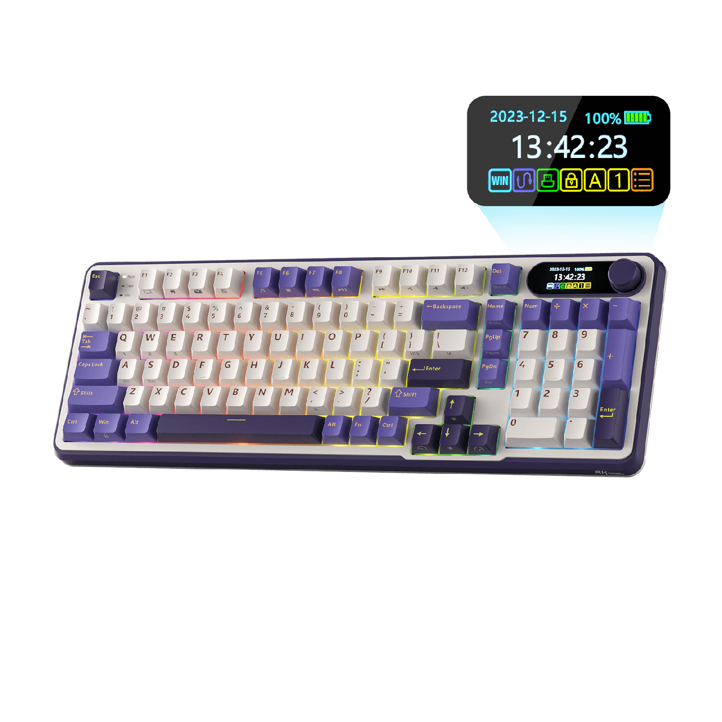 Royal Kludge S98 – Clavier mécanique sans fil 96 % avec écran et molette