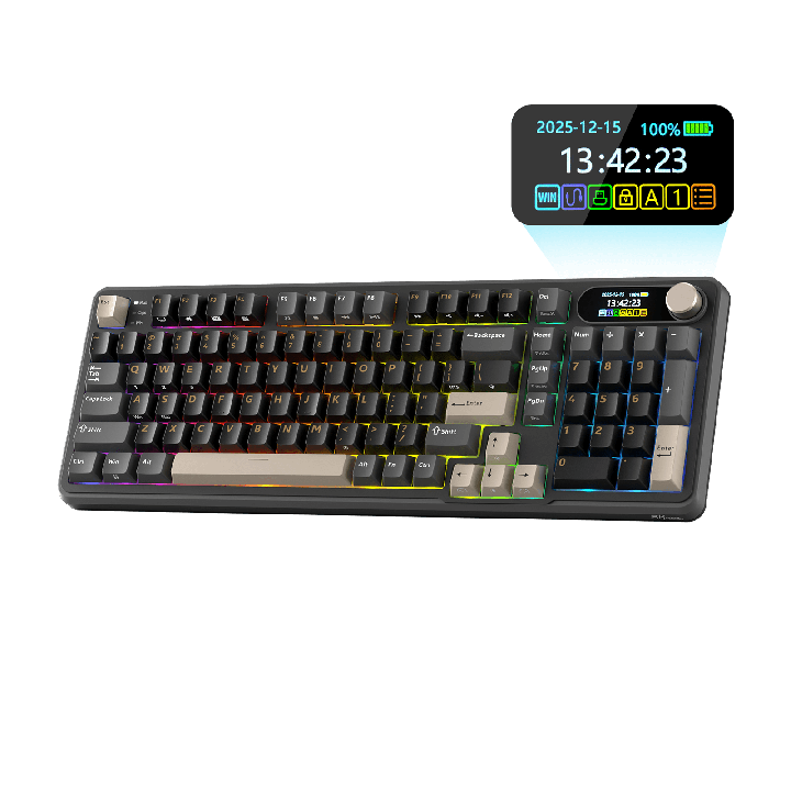 Royal Kludge S98 – Clavier mécanique sans fil 96 % avec écran et molette