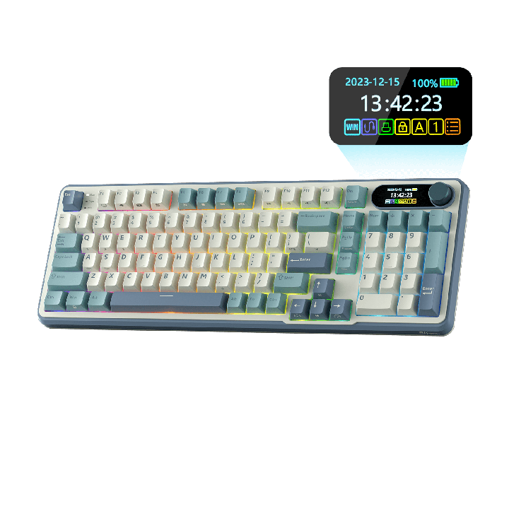 Royal Kludge S98 – Clavier mécanique sans fil 96 % avec écran et molette