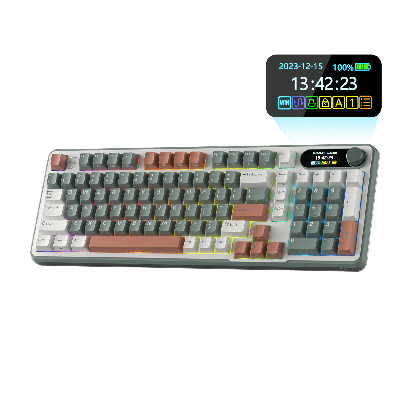 Royal Kludge S98 – Clavier mécanique sans fil 96 % avec écran et molette