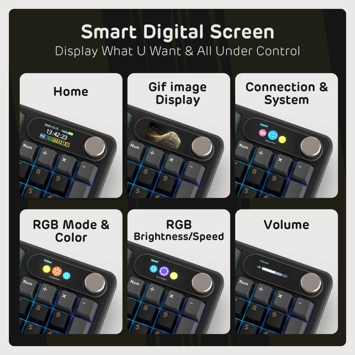 Royal Kludge S98 – Clavier mécanique sans fil 96 % avec écran et molette