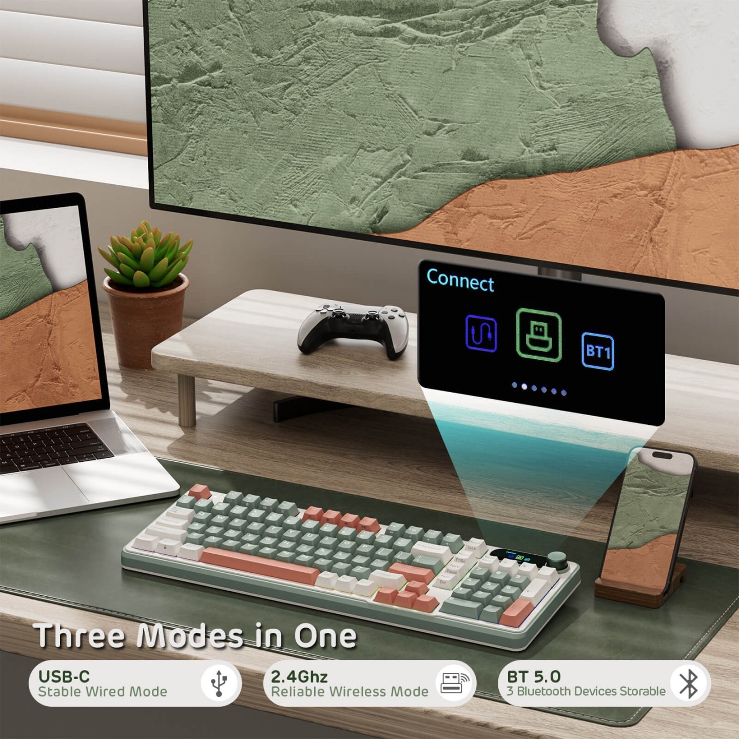 Royal Kludge S98 – Clavier mécanique sans fil 96 % avec écran et molette