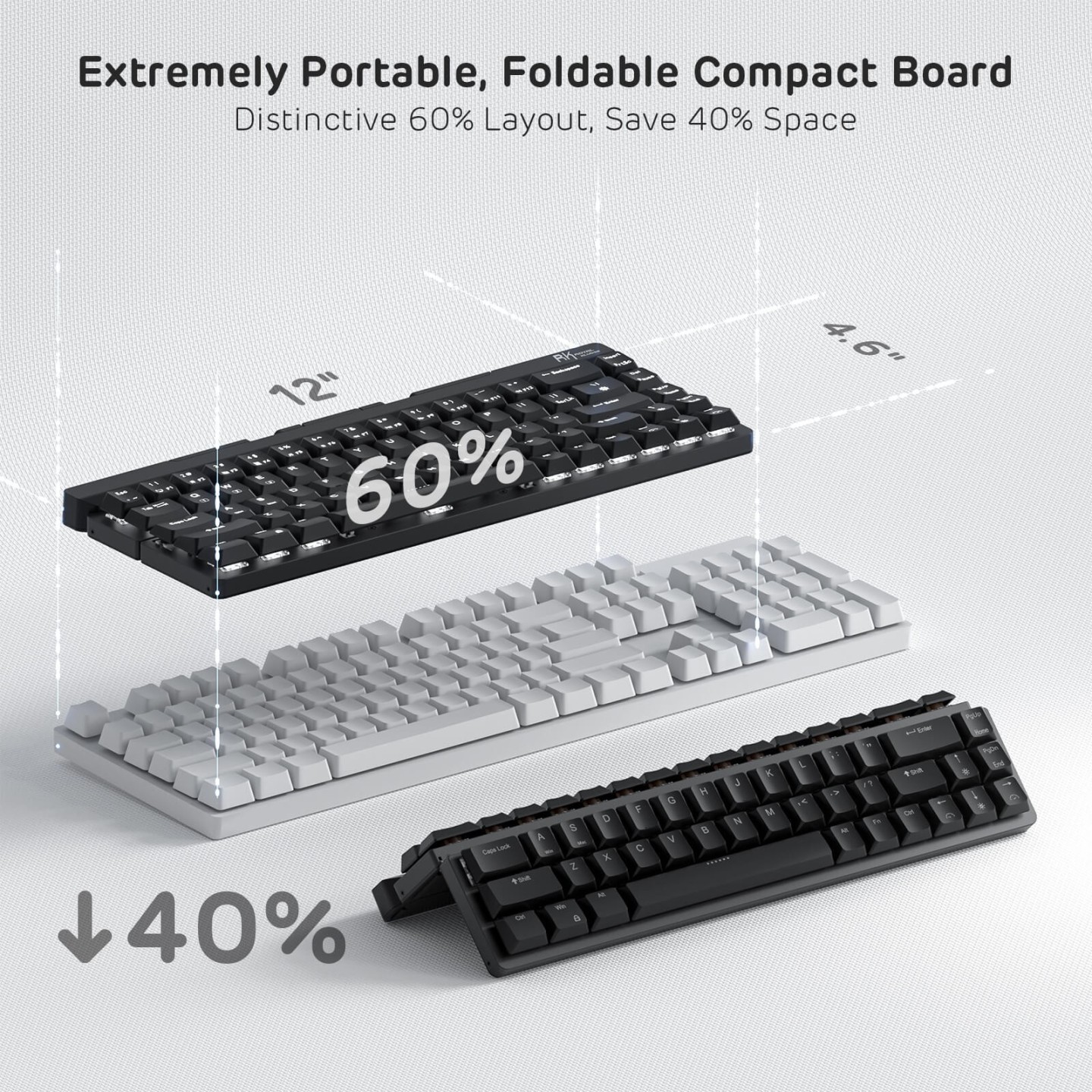 Royal Kludge F68 – clavier mécanique pliable 60 % low profile