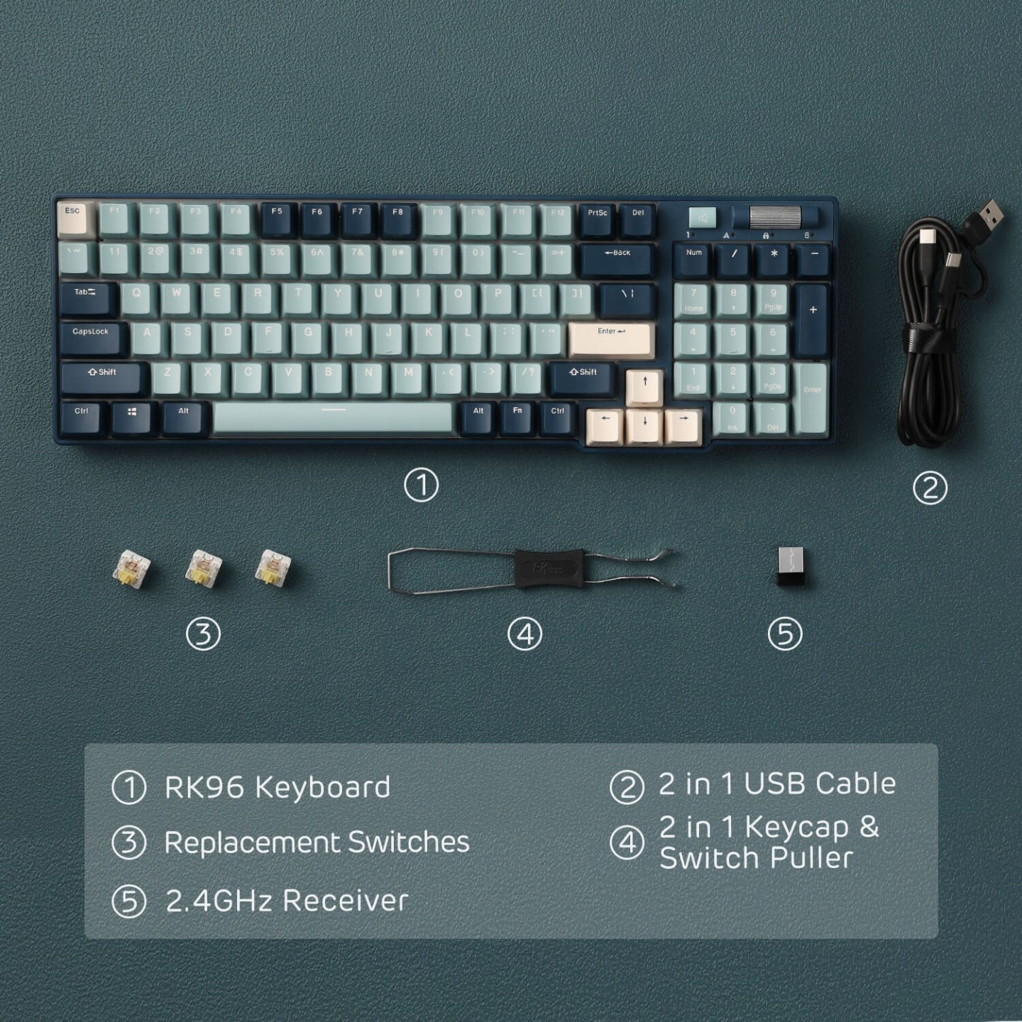 Royal Kludge RK96 – clavier mécanique sans fil 96 % hot-swap RGB