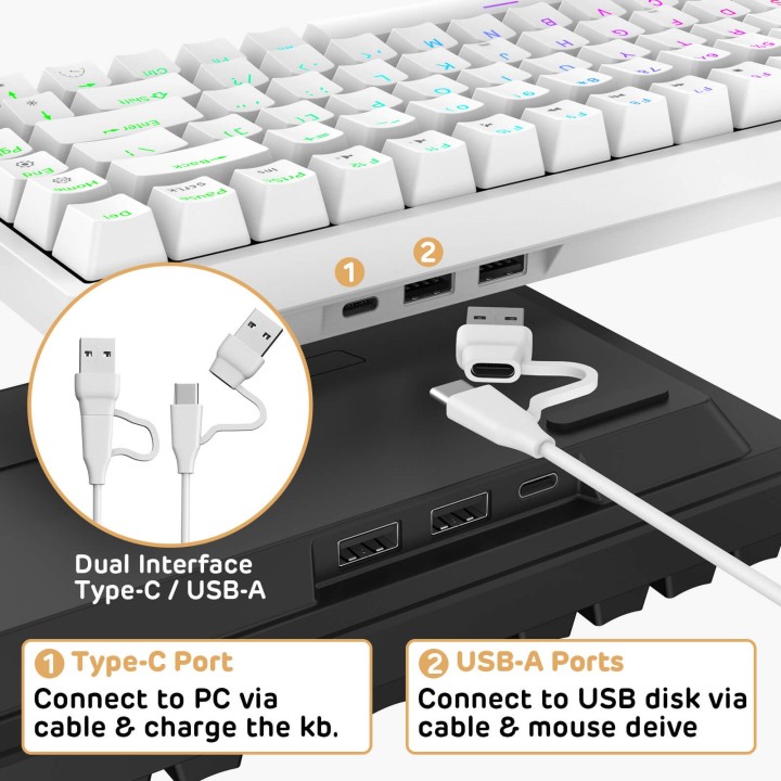 Royal Kludge RK84 – Clavier mécanique filaire 75 %, hot-swap, RGB