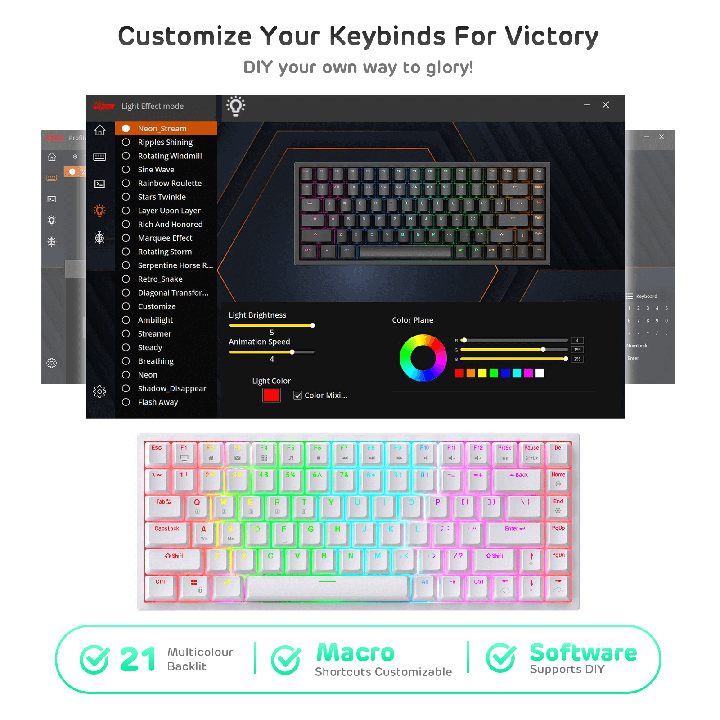 Royal Kludge RK84 – Clavier mécanique filaire 75 %, hot-swap, RGB