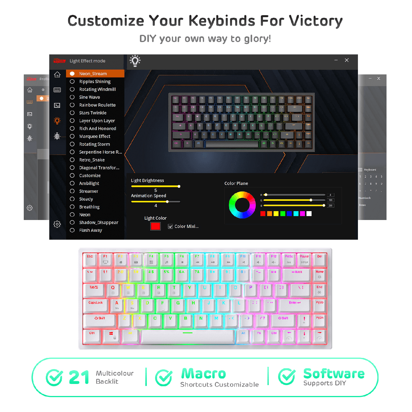Royal Kludge RK84 – Clavier mécanique filaire 75 %, hot-swap, RGB