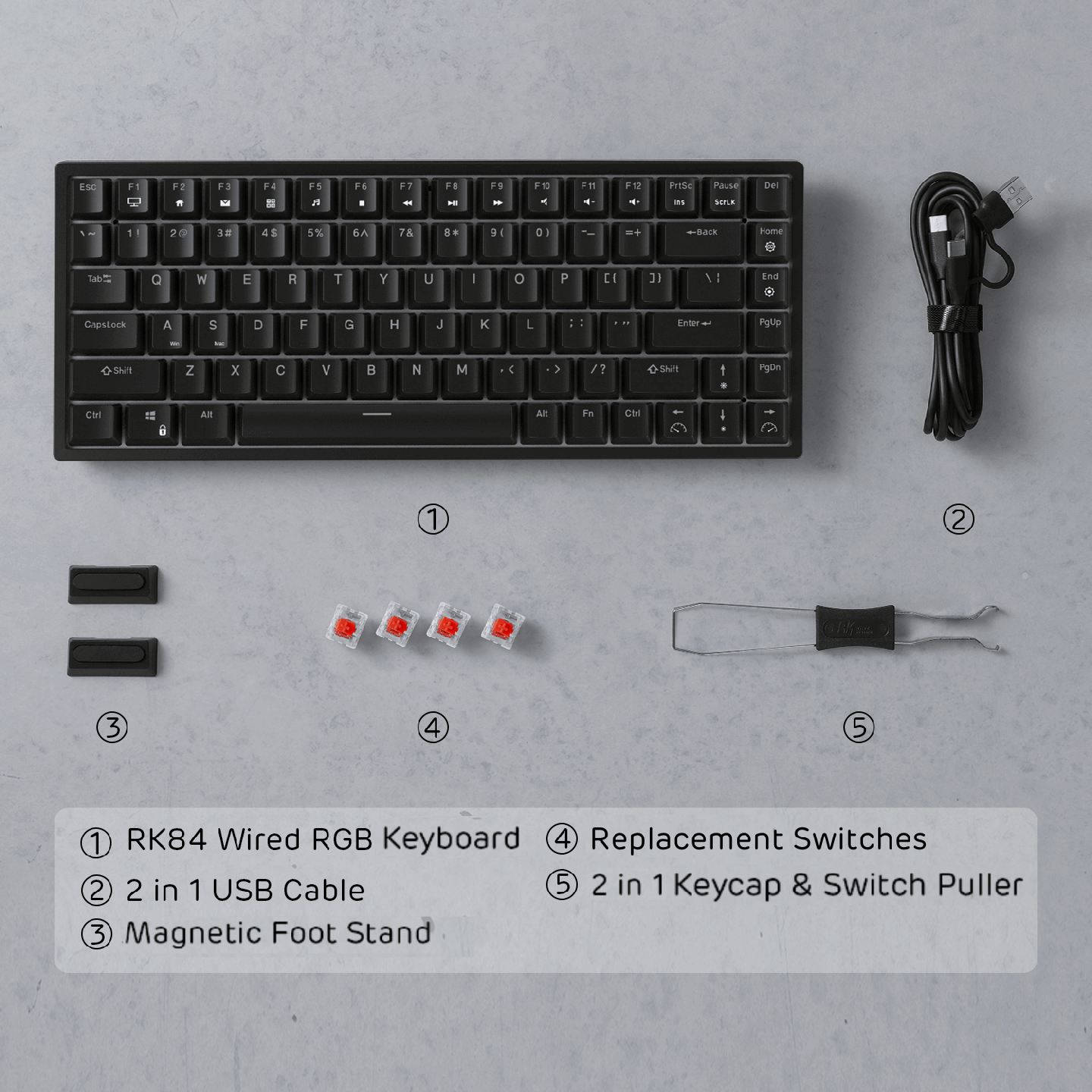 Royal Kludge RK84 – Clavier mécanique filaire 75 %, hot-swap, RGB