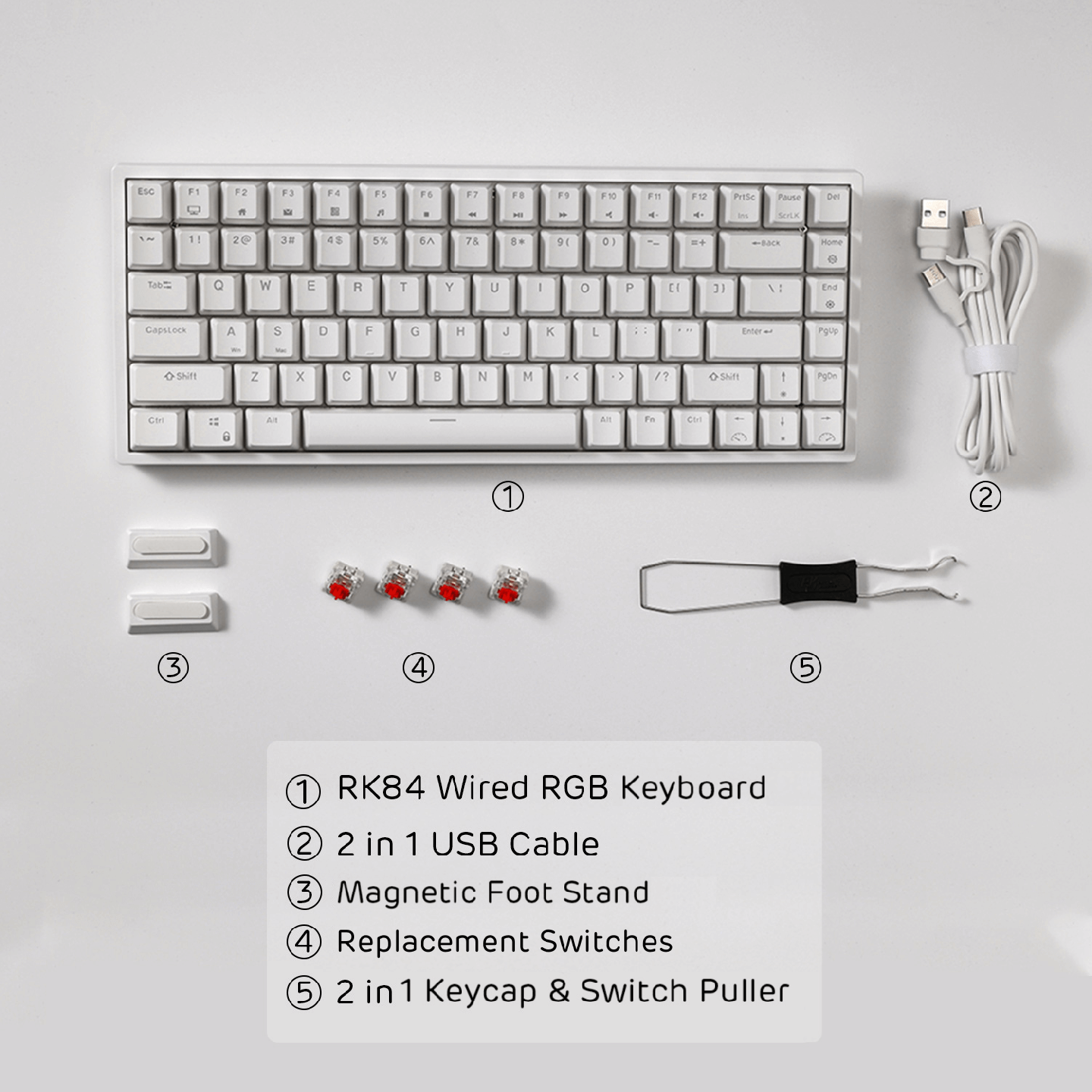 Royal Kludge RK84 – Clavier mécanique filaire 75 %, hot-swap, RGB