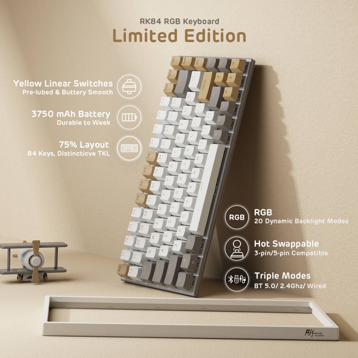 Royal Kludge RK84 – Clavier mécanique sans fil RGB édition limitée
