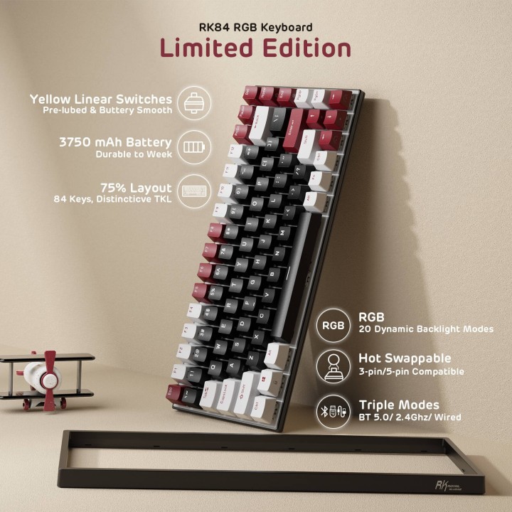 Royal Kludge RK84 – Clavier mécanique sans fil RGB édition limitée