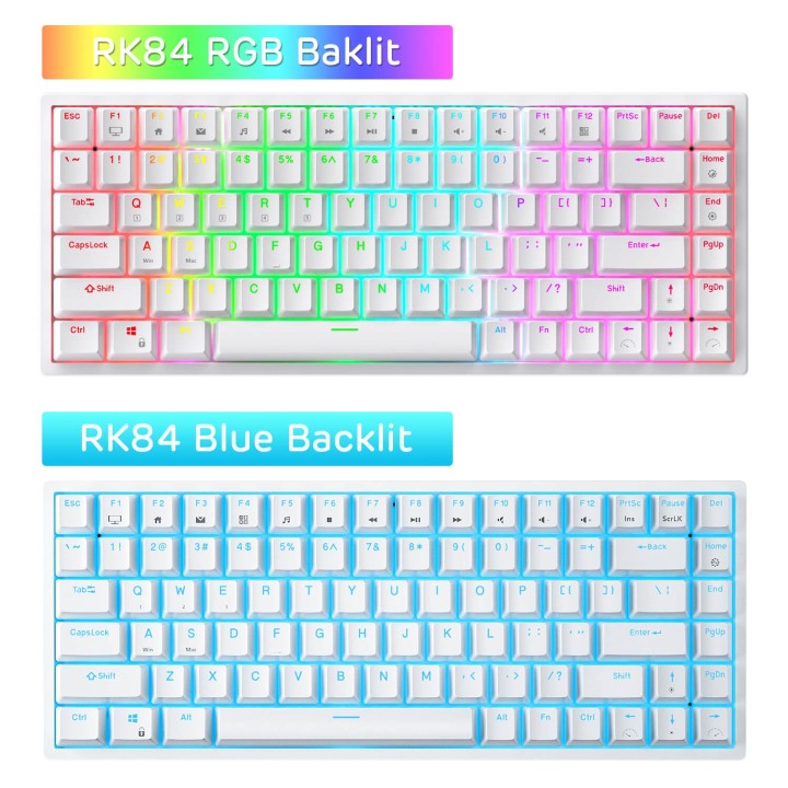 Royal Kludge RK84 – Clavier mécanique 75 % sans fil, rétroéclairage bleu