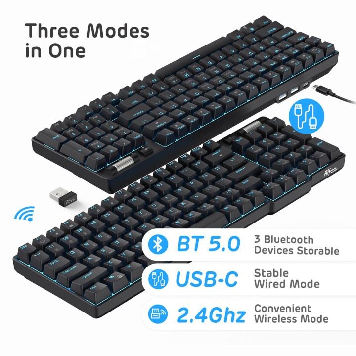 Royal Kludge RK96 – clavier mécanique sans fil 96 % avec repose-poignets